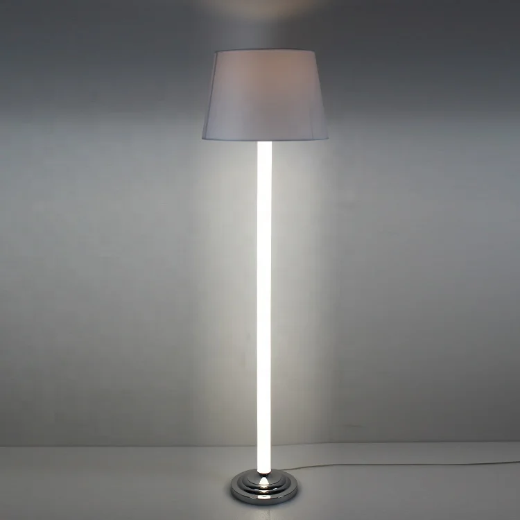 
Hot sale LED dimmable 24W tube floor light with E27 fabric shade floor lamp 