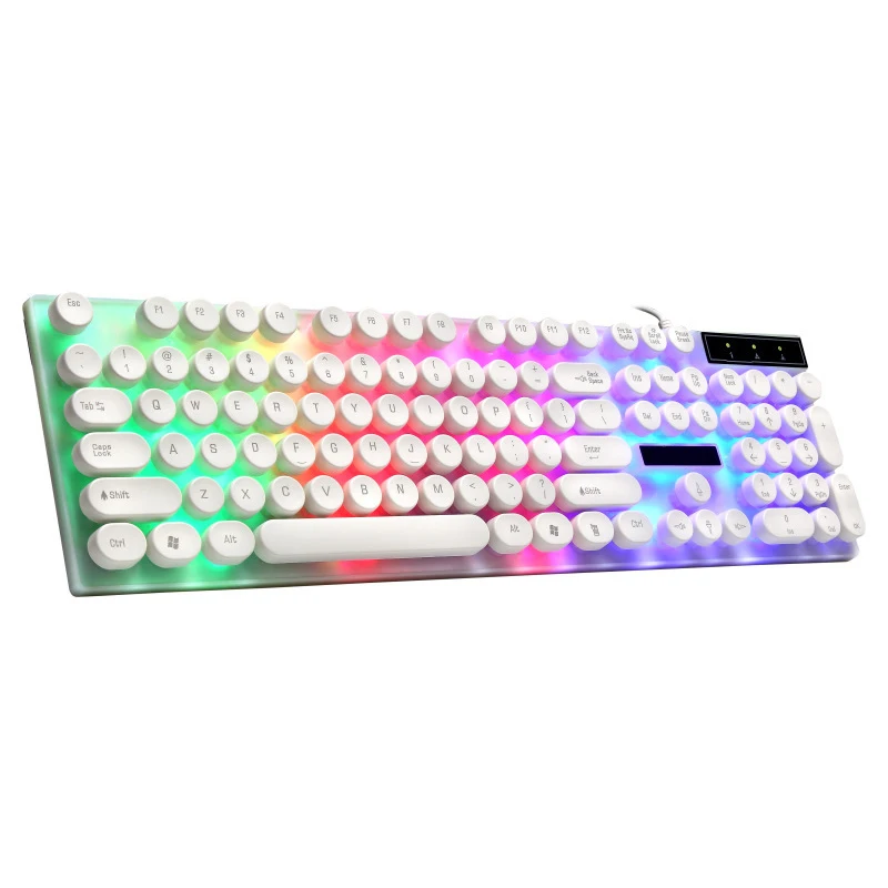 New design USB Wired Mini Membrane Keyboard RGB 104-key gaming mechanical  Keyboard ABS Laptop Office Black