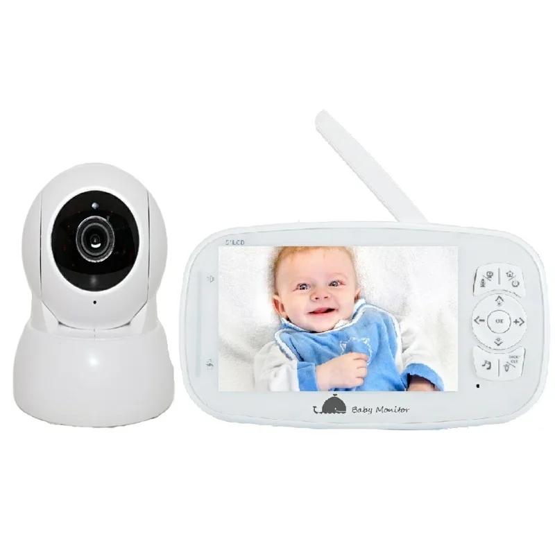 5 Inch 1080P Night Vision Multiple Language Setting Lcd Display Remote Light Baby Monitor Dual Camera