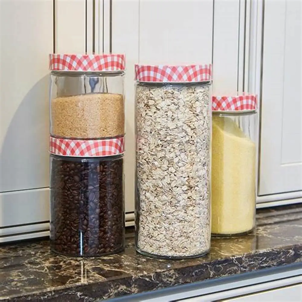 Красивые кухонные стеклянные контейнеры, наборы контейнеров для хранения, круглая стеклянная банка с металлической крышкой