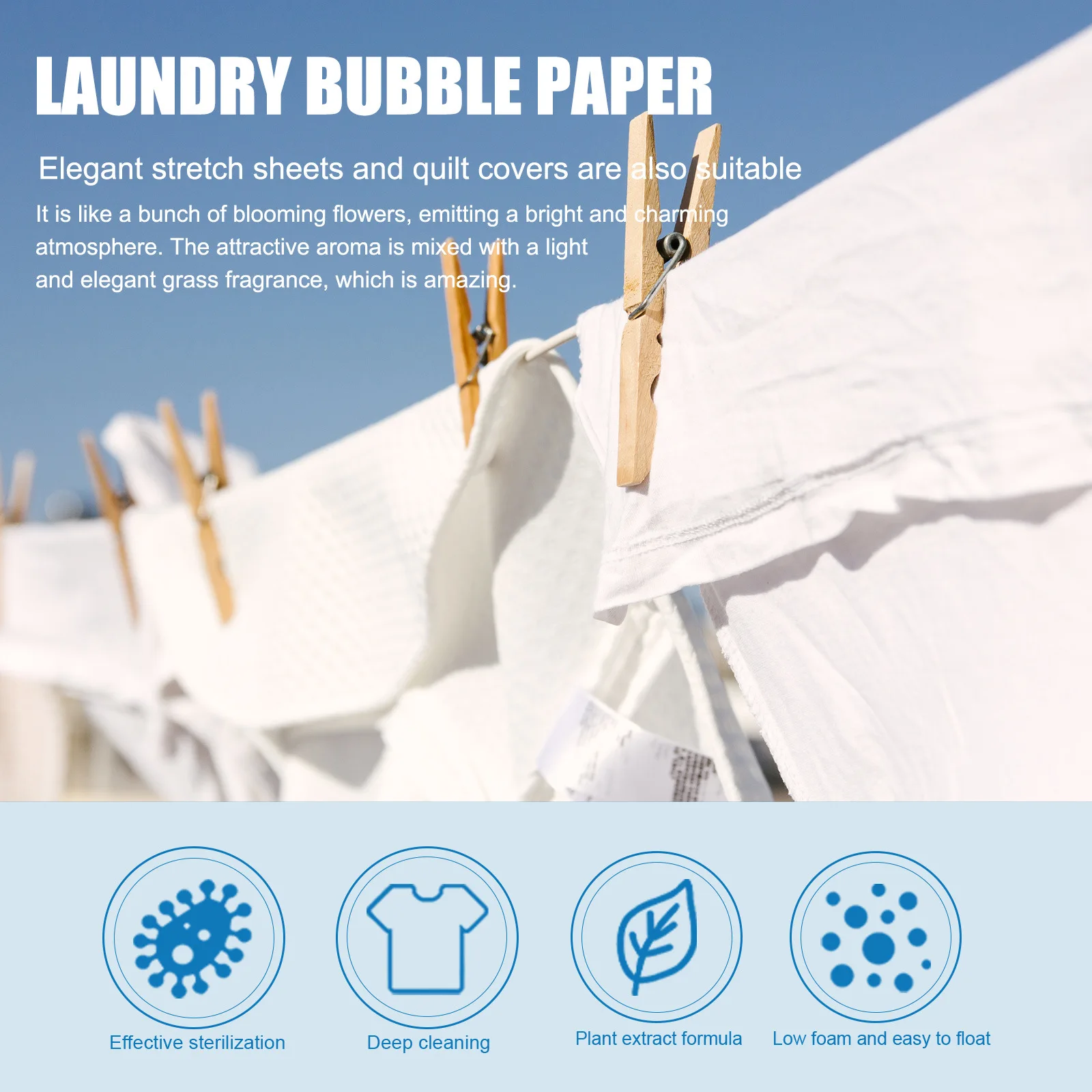 Jue-Fish Laundry Bubble Paper clean stain removal Long lasting fragrance concentrated laundry sheet coat clean white household