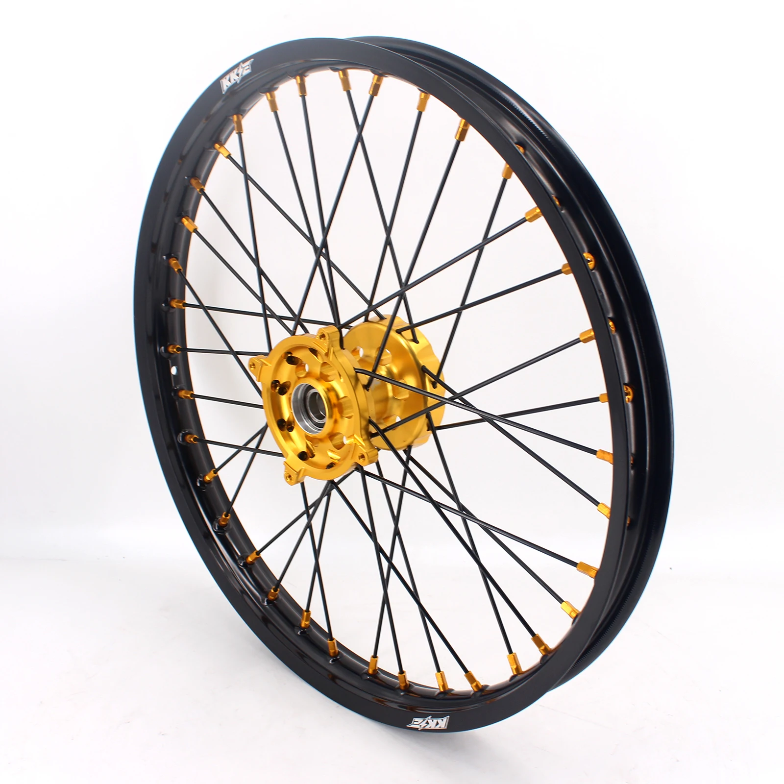 
KKE 21/19 CNC Anodized Dirt Bike Wheels Compatible with SUZUKI RMZ250 RMZ450 2005-2020 Gold Hub/Nipple Black Rim/Spoke 
