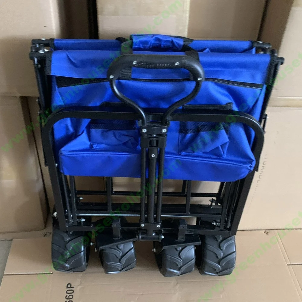 Collapsible Heavy Duty Beach Wagon Cart Outdoor Folding Camping Garden Beach Cart with Universal Wheels Adjustable Handle