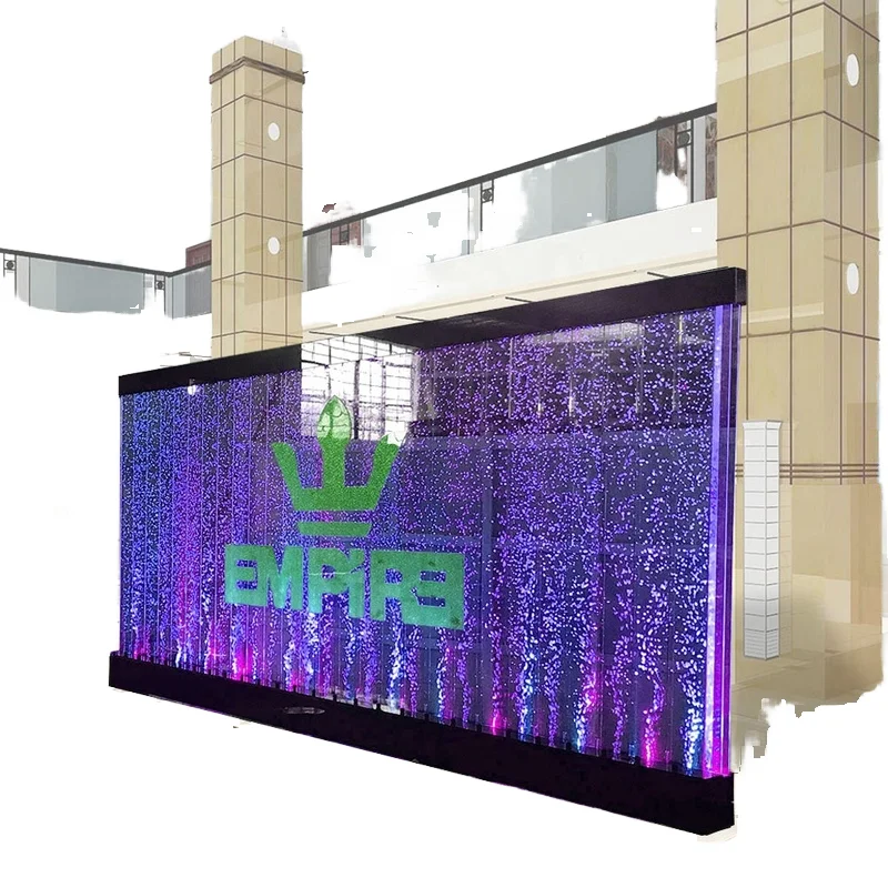 Contemporary Style Wall Mounted Curved Bubble LED Lighting Indoor Panel Waterfall Fountain Water Feature