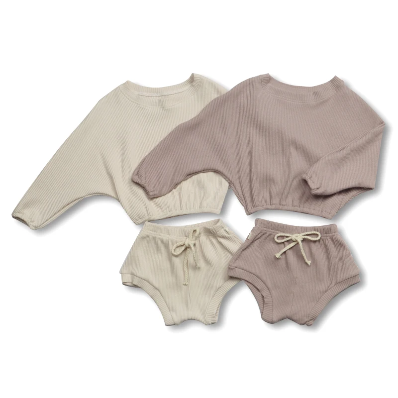 Baby Girl Clothes Newborn Infant Autumn 2Pcs Set Cotton Outfits Clothes ribbed cotton Baby Girls Clothing