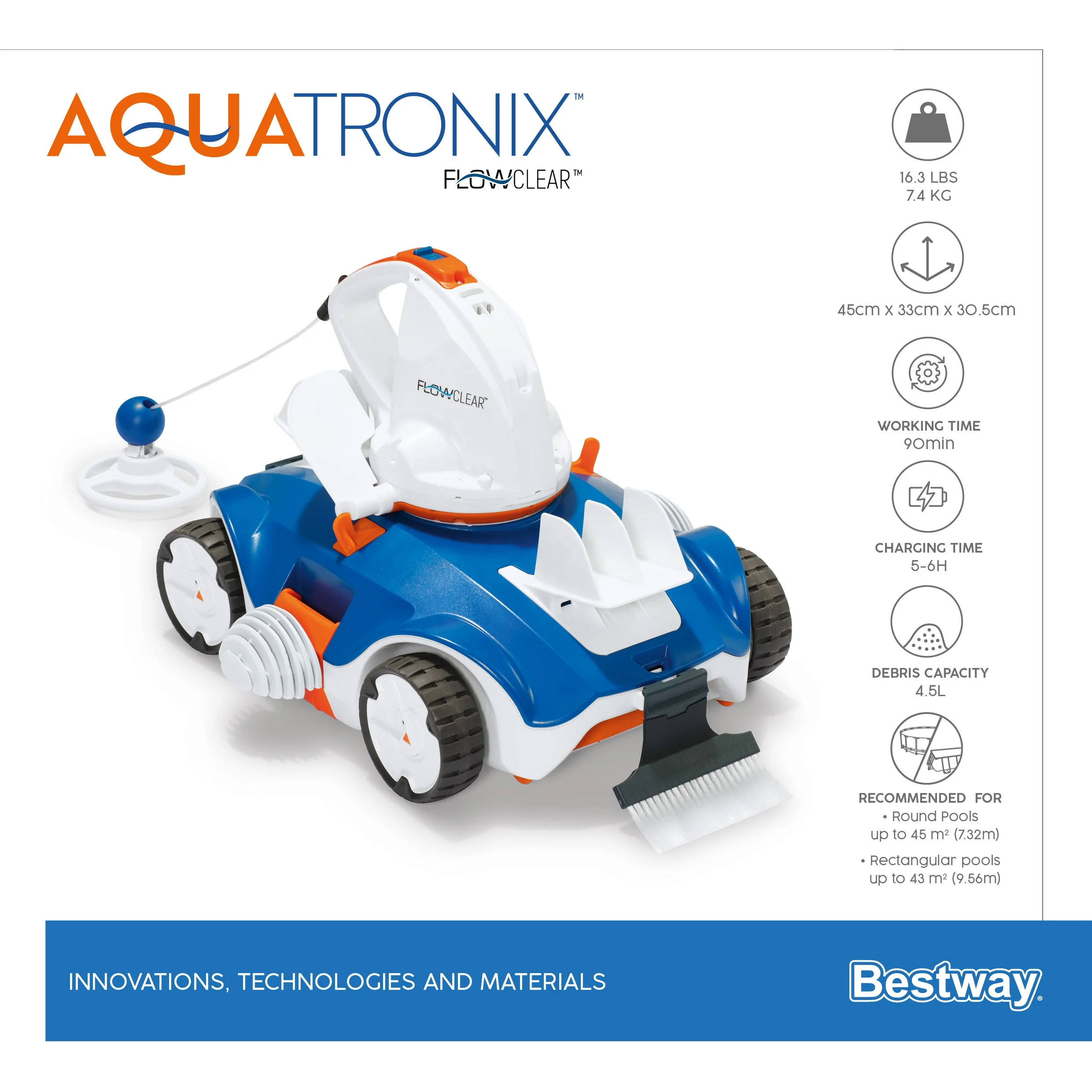 Bestway 58482 Above Ground Swimming Pool Cleaner Flowclear Aquatronix Pool Accessories Pool Maintenance Equipment