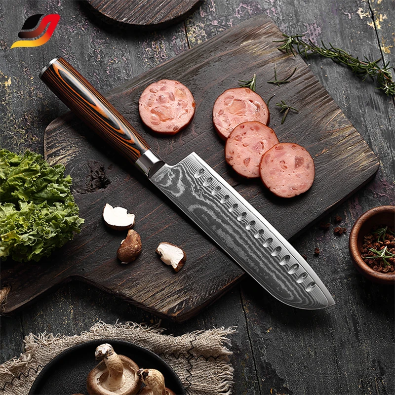  Damascus Santoku Knife Hot Sale Pakka Wood handle VG-10 67