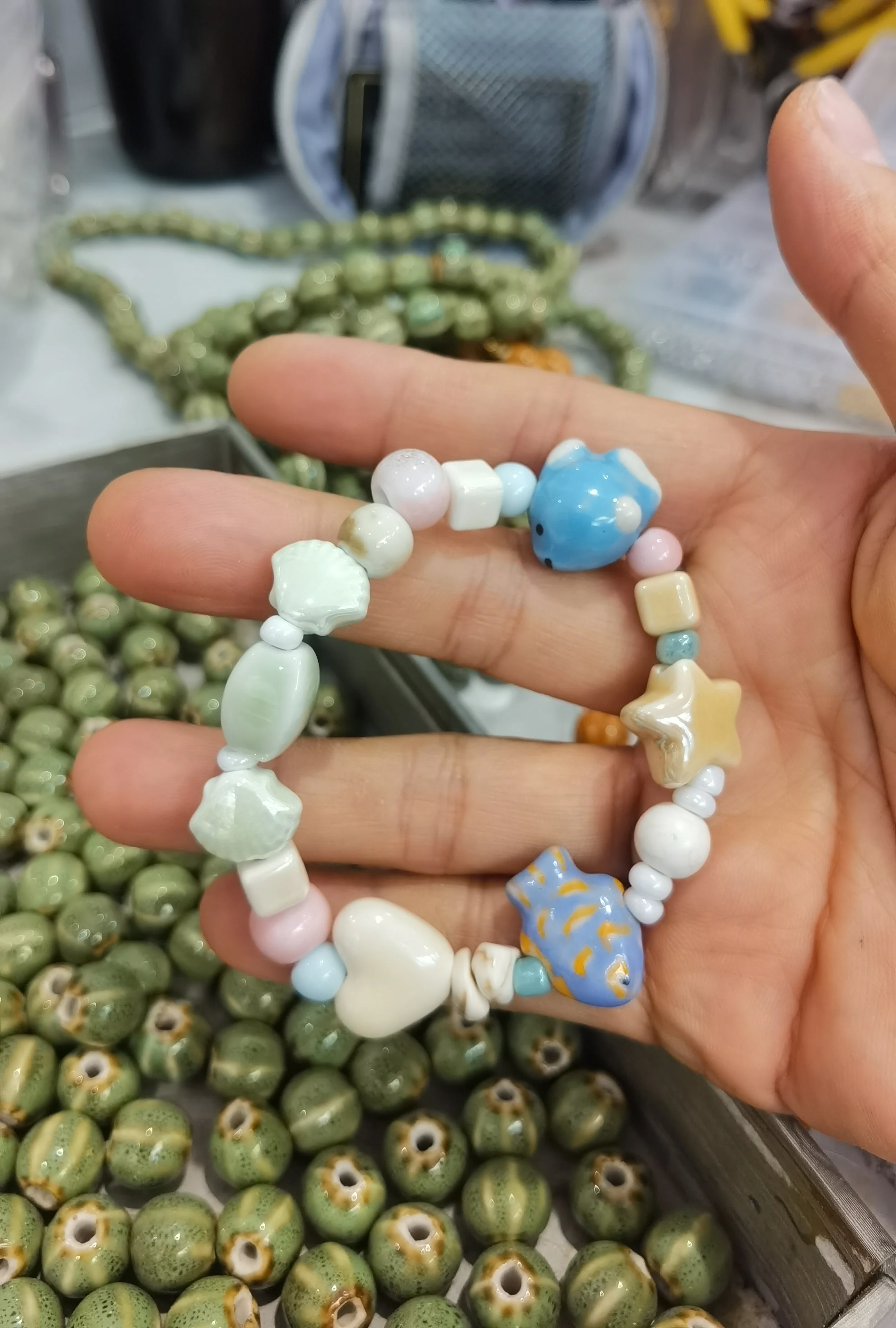 Wholesale Retro Art Sea Animal Fairy Fashion Bracelet Jewelry Multi-Color Multi-Shape Cute Handmade Creative Ceramic Bracelet