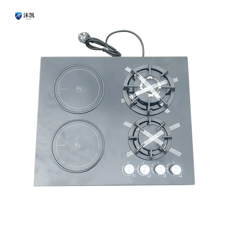 2 Gas 2 Electric Burner Stainless Steel NG LPG Built-in Gas Stove OEM Cooktop Gas Hob