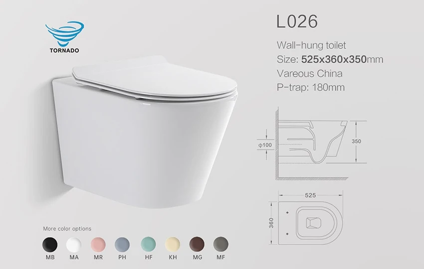 Custom OEM ODM tornado flush ceramic water closet wall mounted toilet bowl bathroom wc wall hung toilet
