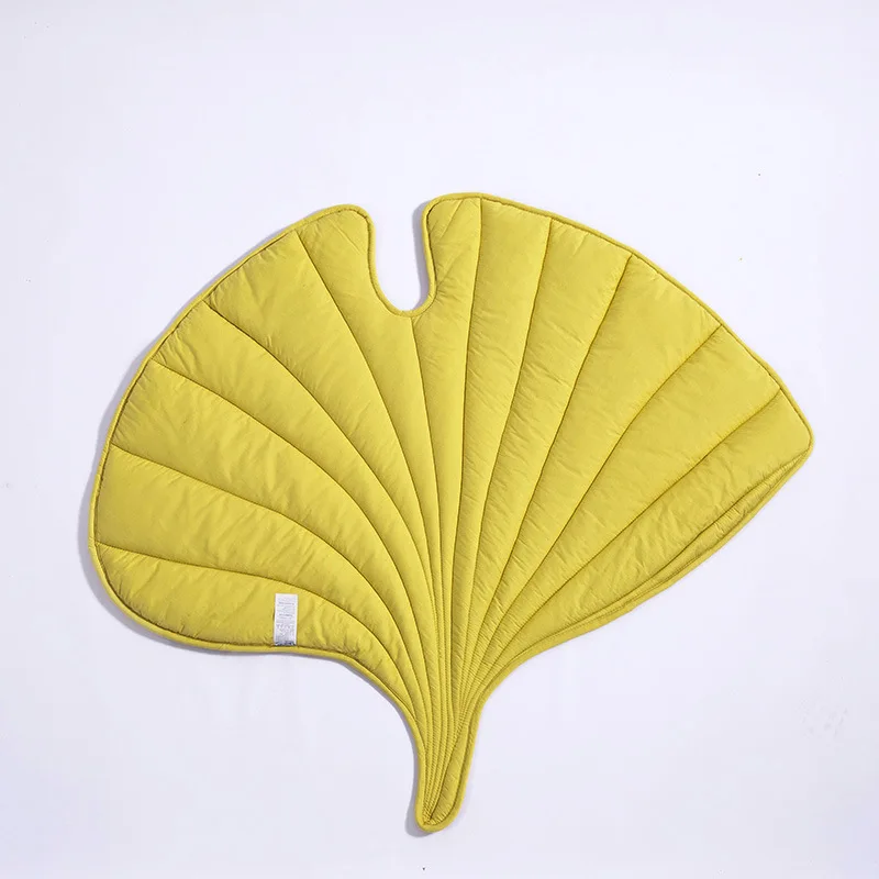 Baby Soft Crawling Playmat Reversible Folding Floor Cotton Mat Leaf Shapes Floor Playpen Mat for Girls and Boys
