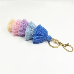 100% Cotton tassel keychain for bag ,Pompom tasse keychain for handbag