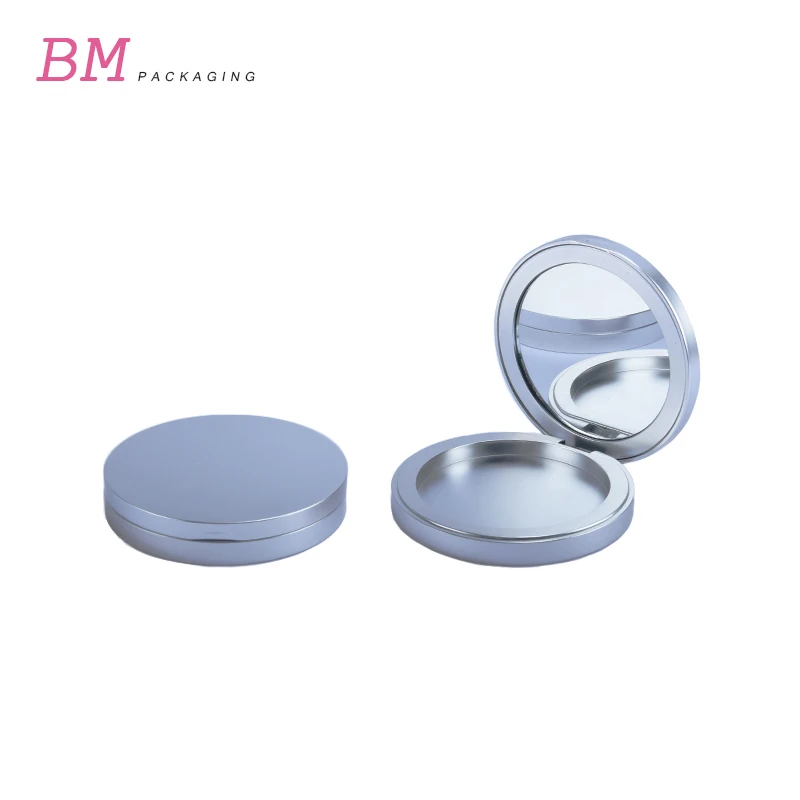 silver 59mm single layer compact powder case packaging magnet solid perfume balm container
