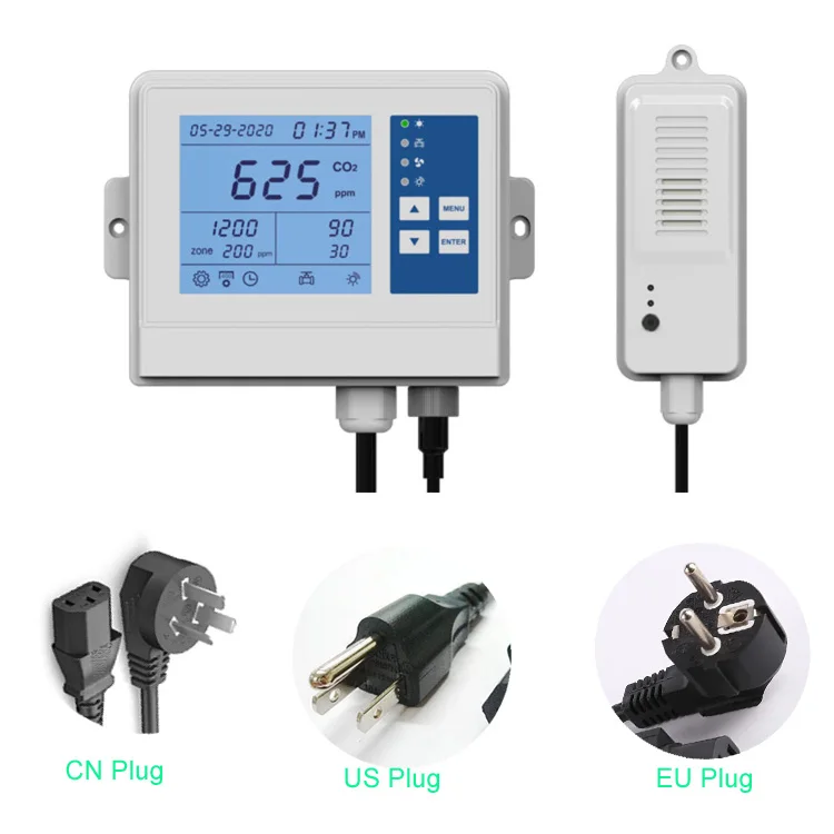 Digital plant farm mushroom growing chamber tent 10000ppm CO2 ppm temp humidity co2 generator monitor controller