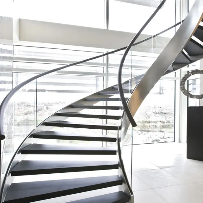 Original Factory One stop Services Glass Step Marble Stone Step External Steel Stair floating Stairs Spiral Curved Staircase