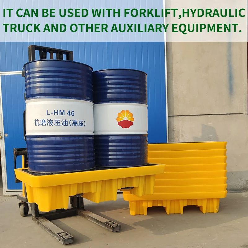 Wholesale With Drain Chemical Storage  Spill Containment Unit High Quality Spill Pallet 2 Drum Spill Tray_