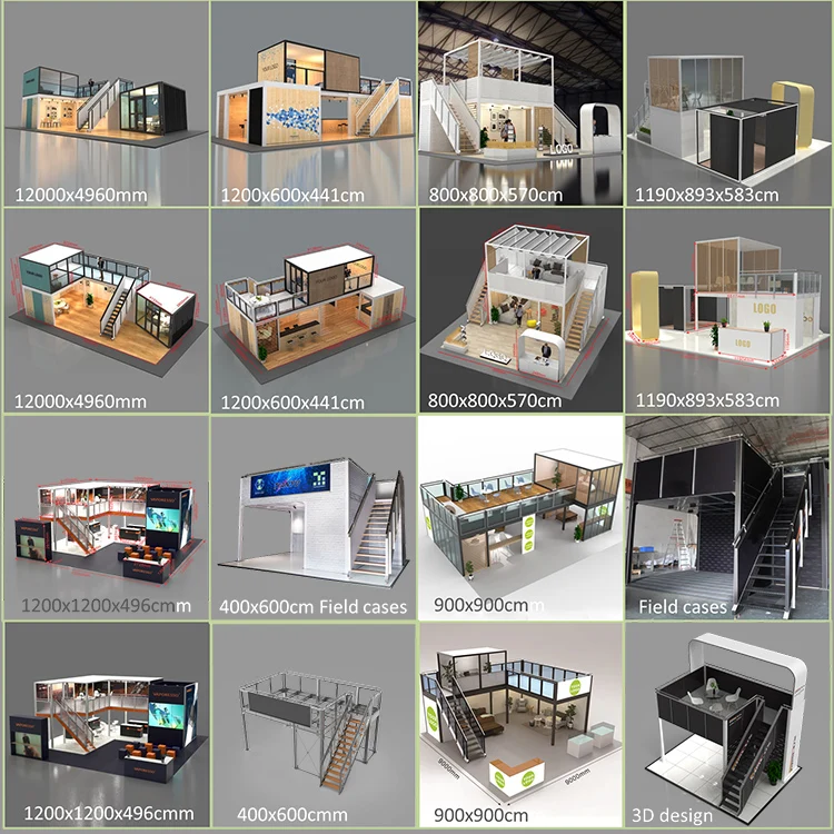 Exhibition Expo Stand  Double Deck Trade Show Story Second Floor 2 Hanging Banner Design Display Shelf Special  Two Level Booth