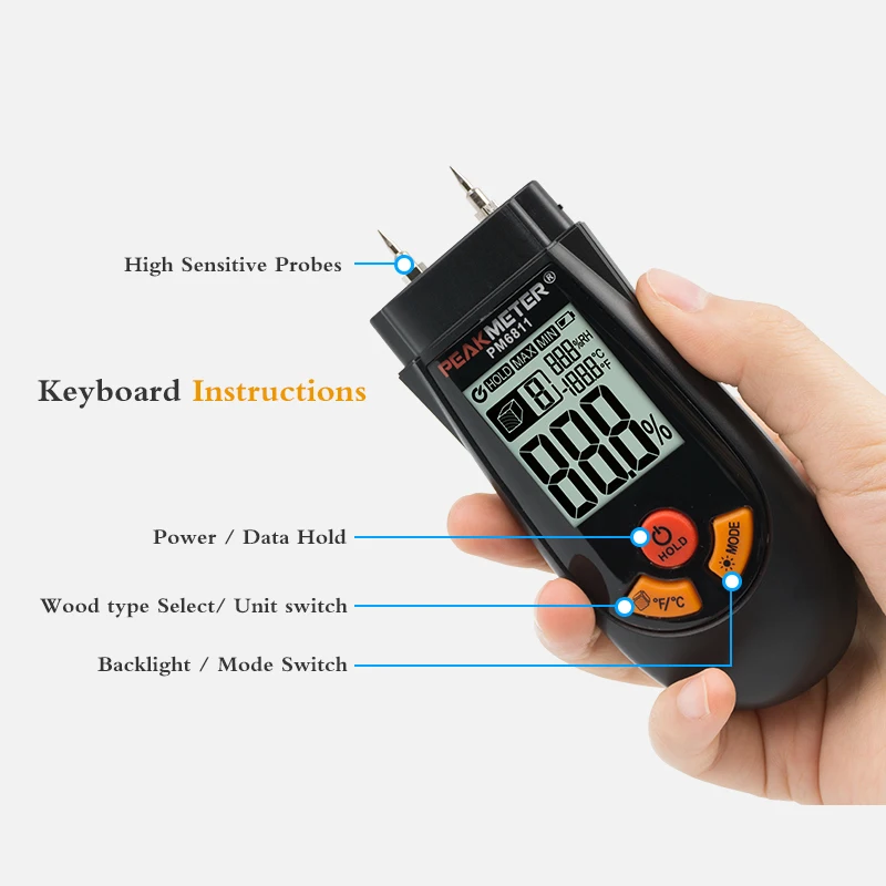 Портативный цифровой vochtmeter цена иглы коробка влажности древесины измеритель детектор для еды