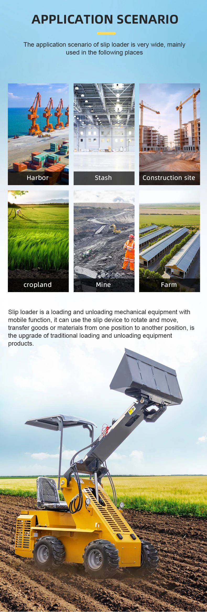 300kg load weight Wheel Tracked Skid Steer Loader Skid Steer Loaders With Bucket