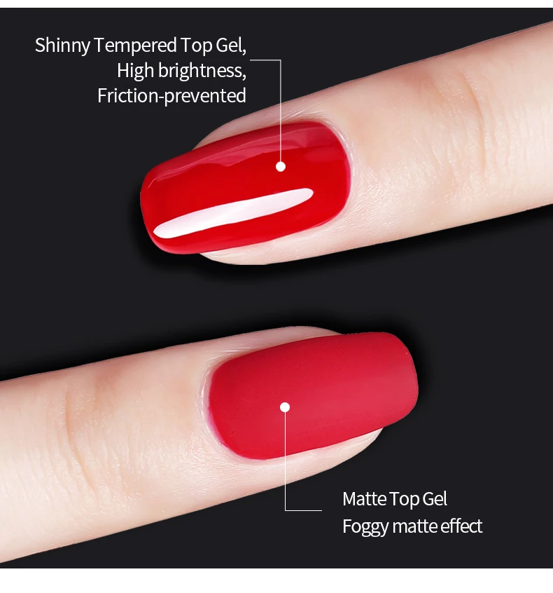 AS 15ml No Wipe Tempered Top Coat,Matte Scratch Resistant Long Lasting High Gloss Soak Off Clear Gel Nail Polish Uv Top Coat