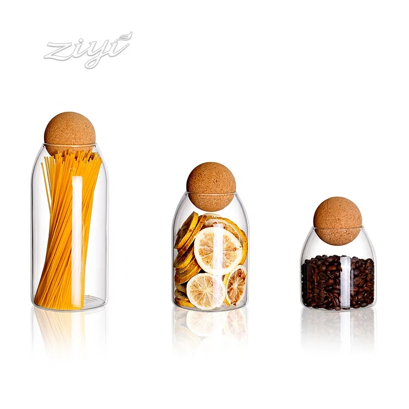 Amazon hot selling Glass Storage Jar kitchen glass food jar/Canister High borosilicate glass food jar Custom logo& shape