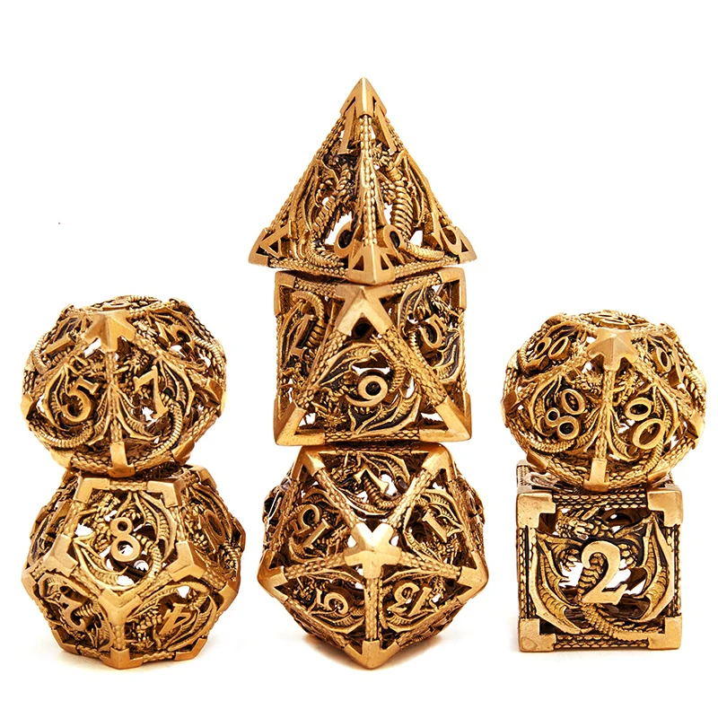 Hollow Metal DND Dice Set DND 7 D D Set For Dungeons Dragon Game Dice