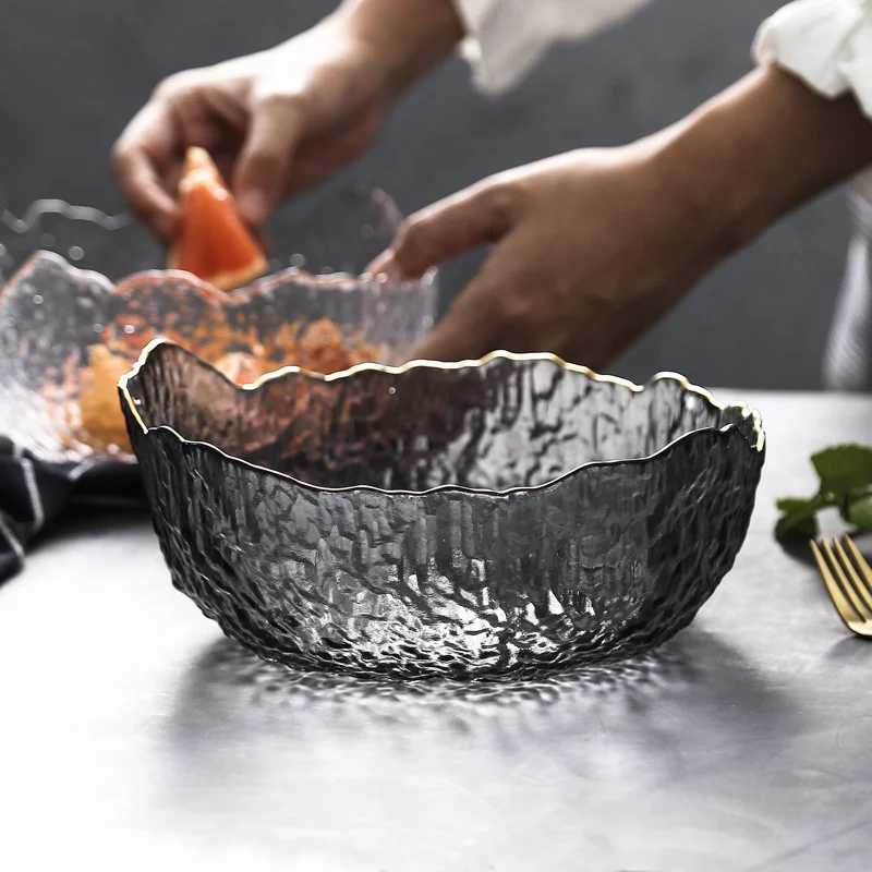 Hot Selling ECO-friendly Food Grade Irregular Shape Glass Salad Fruit Bowls