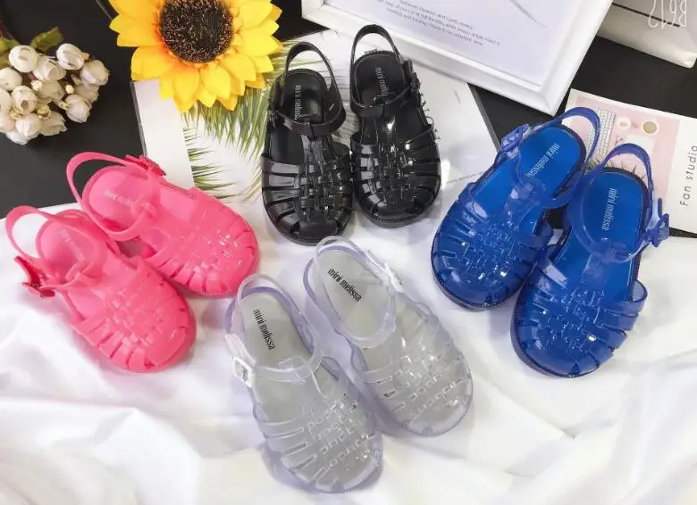 Solid color kids jelly sandals