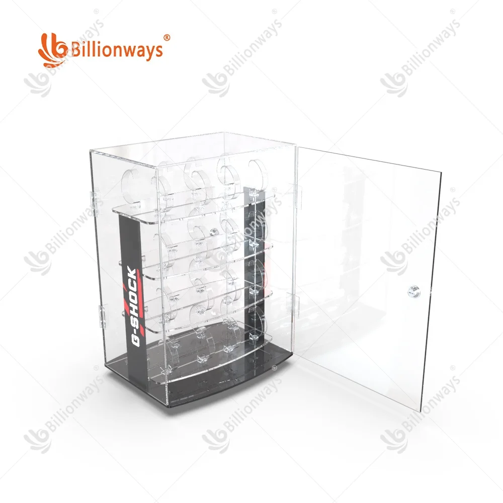 Customized Clear Acrylic Watch Display Holder Stand, PMMA Watch Display Cabinet Case