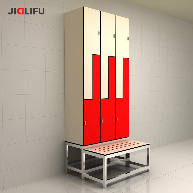 Fireproof HPL Phenolic Laminate Z Shaped Gym Locker