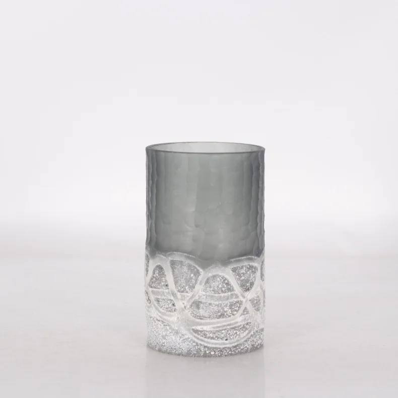 Modern Simple Light Different Size Cylinder Luxury Murano Glass Flower Casting Home Decor Vase For Home Decoration Living Room