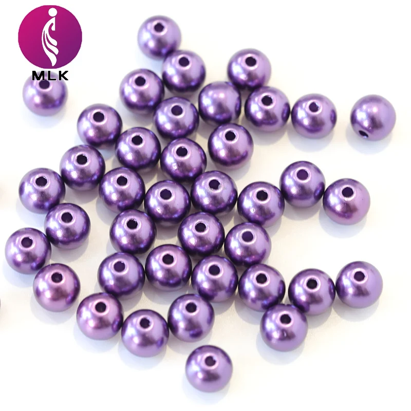 
Hot Sale ABS Plastic Loose Round Pearls Amethyst Beads Decorative Pearl Hair Clip with Holes Designs 