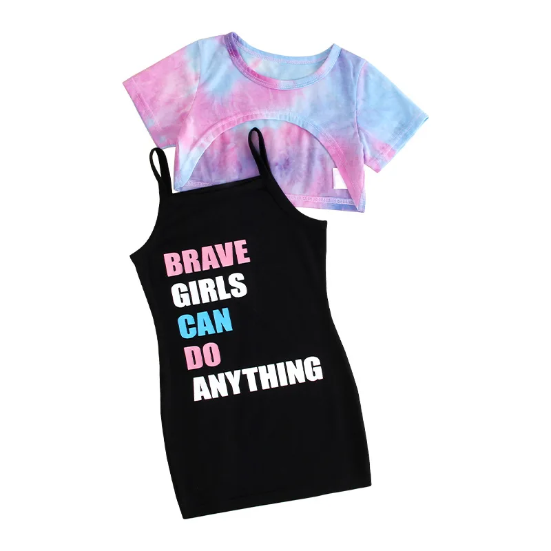 Kid Clothing Baby Girl Dress Black Sheath Korean Style Design Summer Dress set