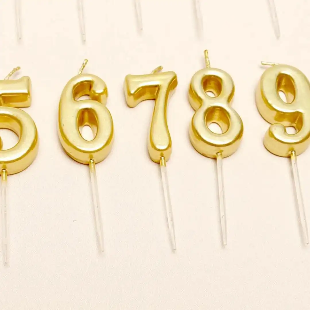 Factory Price Gold Color Cake Age Birthday Candle Number