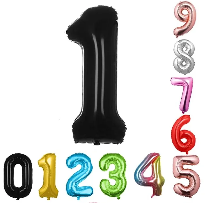 China Directly supplier 0-9 40 Inch Gold Number Foil Helium Balloons With Paper Card Individual Single Packaging