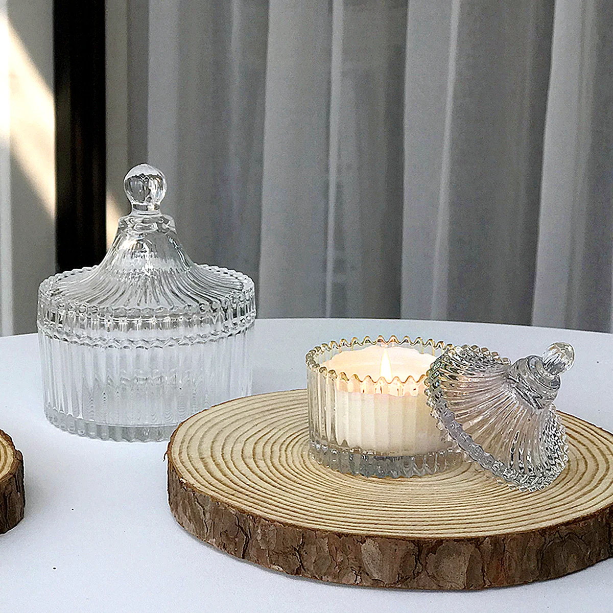 Luxury Geo Cut Home Wedding Decoration Crystal Glass Candle Jars For Candle Holder Containers Vessels With Lids