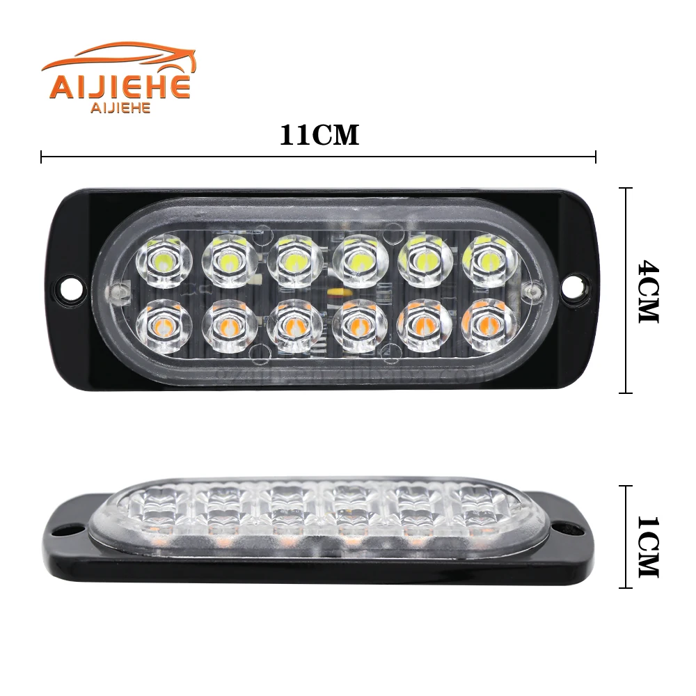 Hazard Warning Car Trailer Truck Motorcycle side marker light amber 12V 12Led Emergency Strobe Turn Light Bar