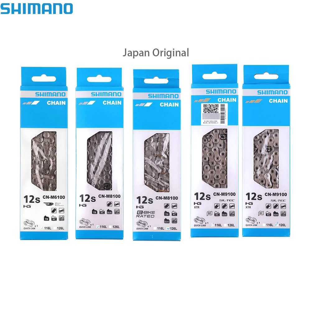 Original Japan Shimano Deore/XT/XTR road/MTB Bicycle chain CN-M6100/M8100/M9100 12S 116L/126L Box Chain Quick link 12V Chain