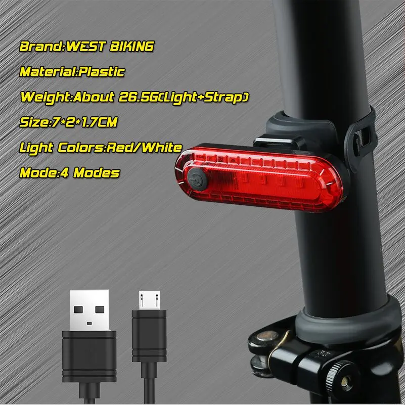 WEST BIKING Prefect Safety Bike Rear Lamp Taillight Bicycle Light Waterproof Cycling Tail Light Riding Safe Warning Rear Light
