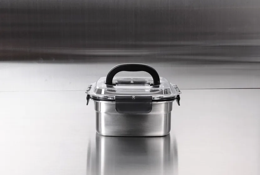 Stainless Steel Food Storage Containers Square Preservable Lunch Box with handle for Kitchen Household Fresh Box eco-friendly