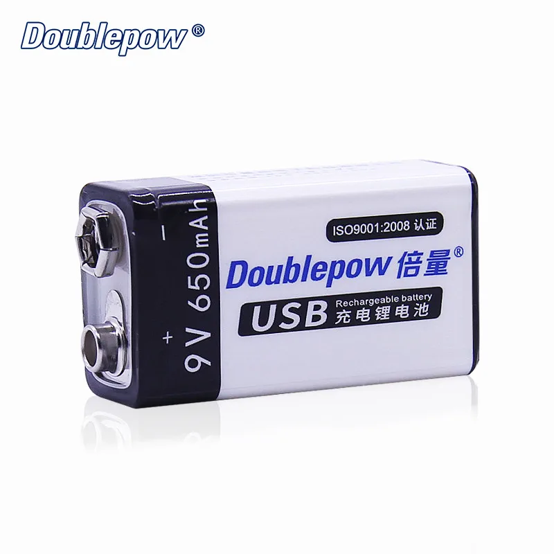 Doublepow High Quality 650mAh 9V Li-ion USB Rechargeable Battery Lithium Ion