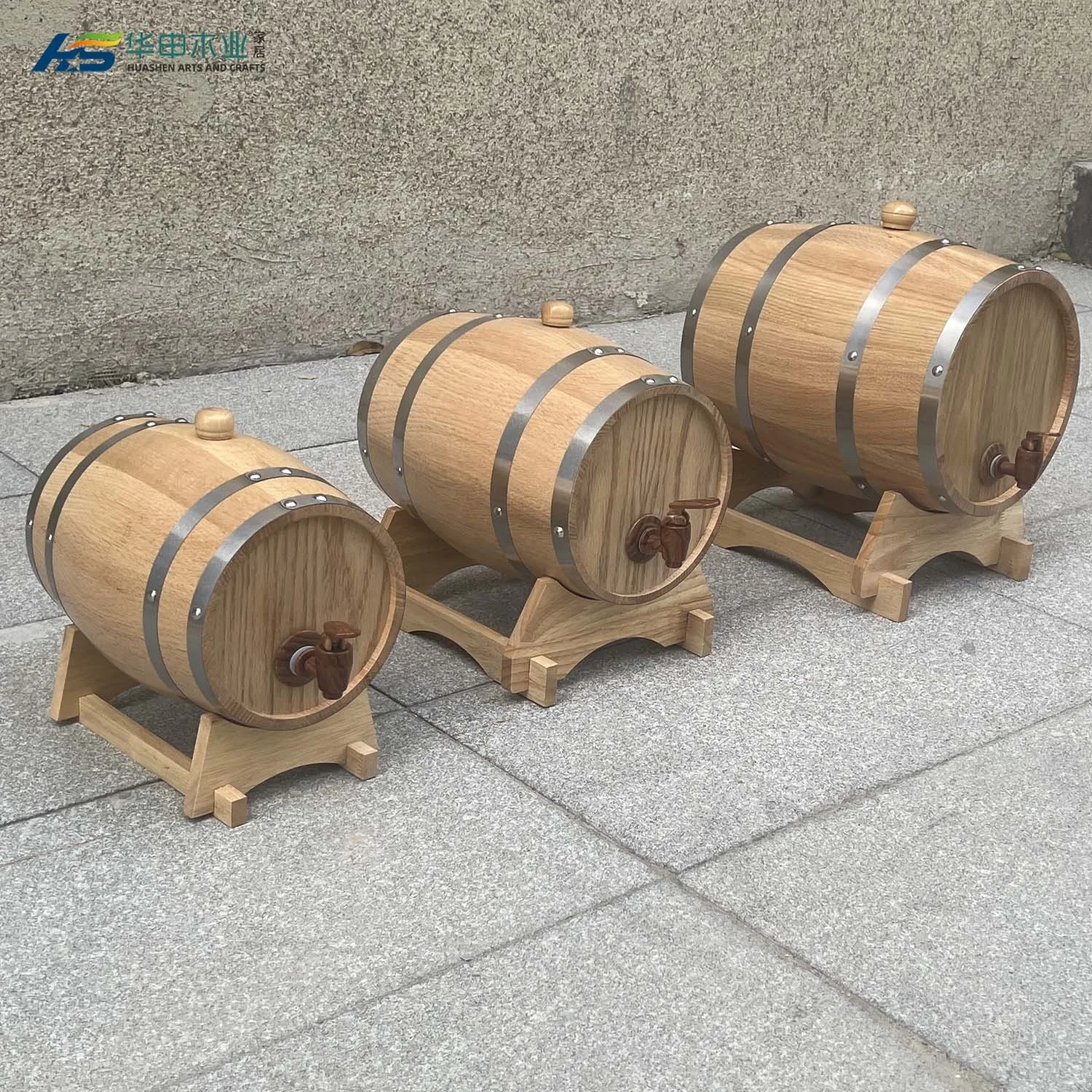 Caoxian Huashen factory wholesale wooden barrels oak wood barrel wood wine barrel 1/1.5/ 3/ 5 /10 L
