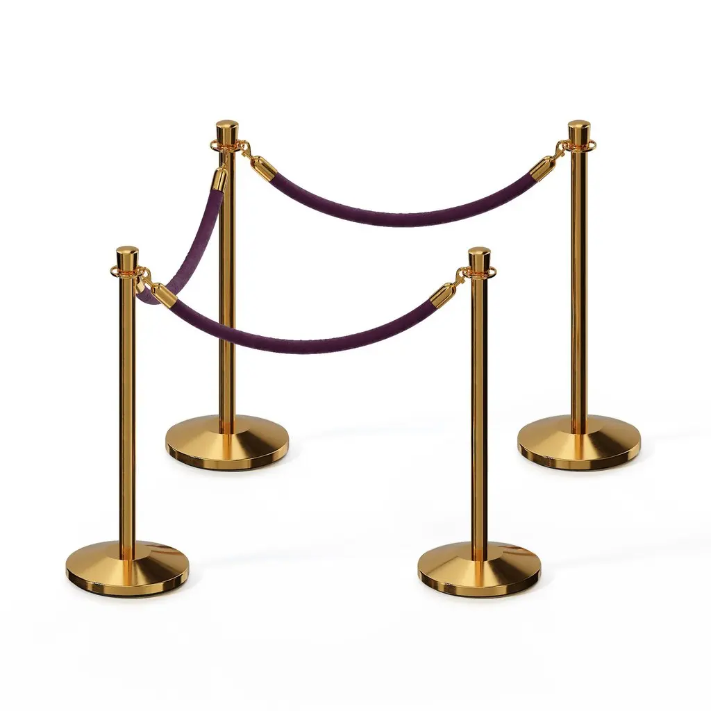 gold stand rope barrier with crown top for wedding santion post for red carpet
