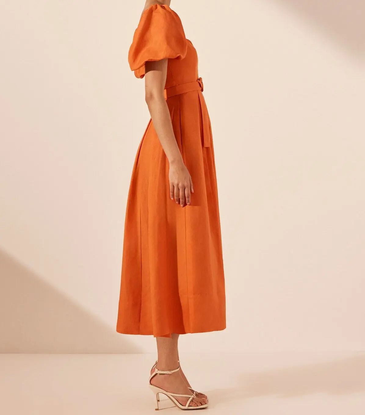 2024 Sexy Ladies Orange  Short Sleeve  Linen  Wholesale Dress For Women Formal