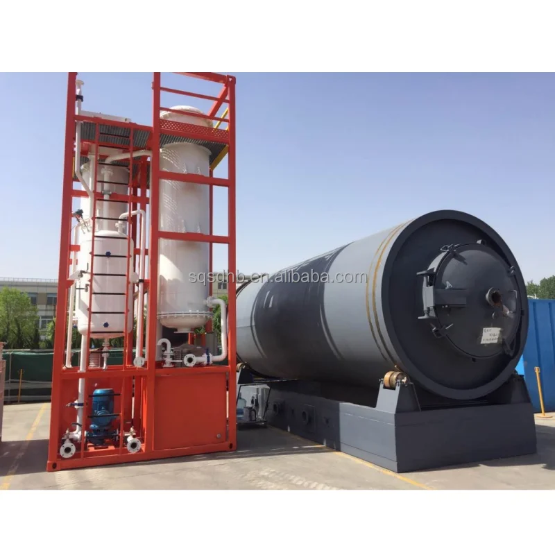 Hot sales  recycle waste tire tyre plastic rubber oil sludge aluminum to oil recycling pyrolysis  machine