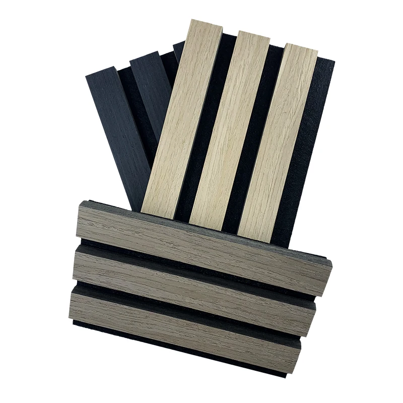 Decorative Wall And Ceiling Soundproof Slats Laminated Pet Wooden Veneera Acoustic Panel For Auditorium Hall