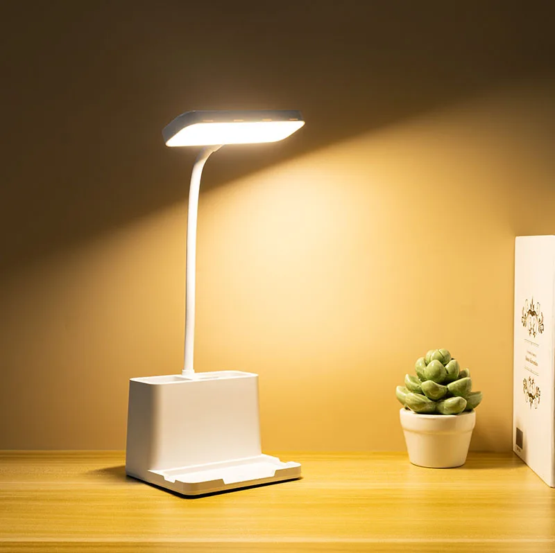 Multi-function 3 Color Touch Switch LED Study Lamp with Pen Holder