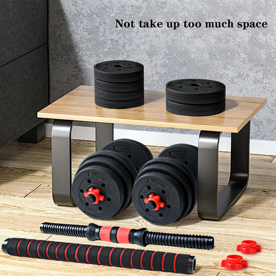 Fitness Workout Equipment for Women and Men Non-slip Handles Home Gym Training 44lbs Adjustable Free Weight Dumbbell Barbell Set