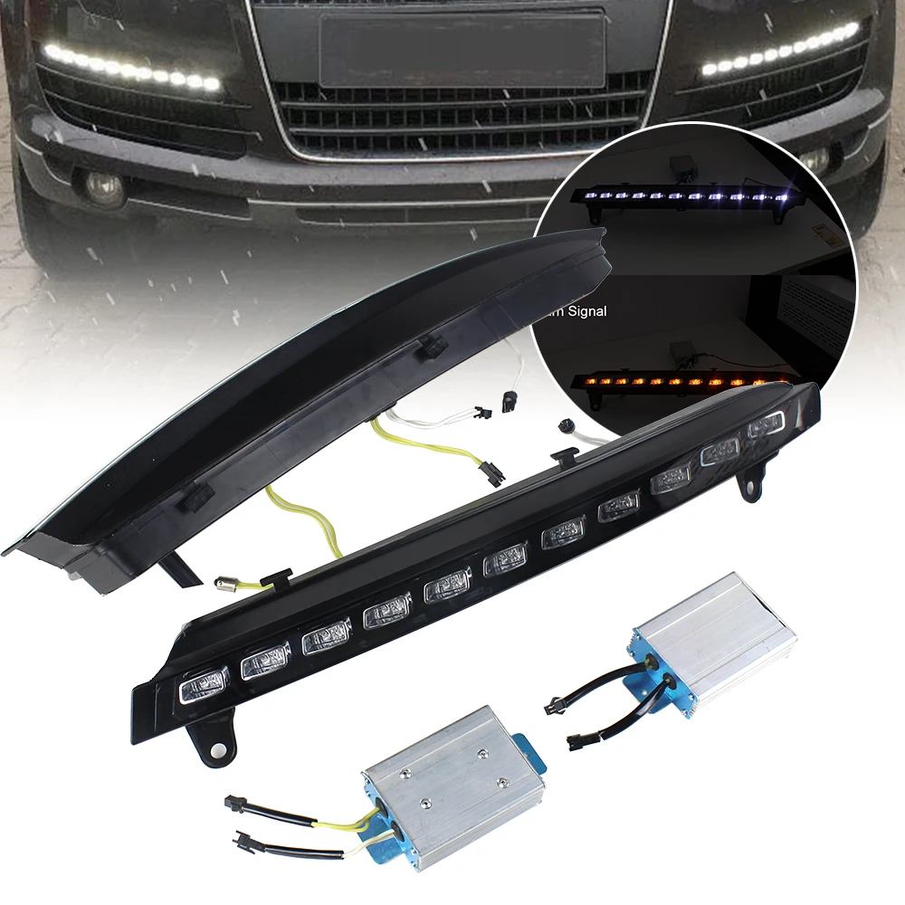 Aukma Compatible with Audi Q7 2006~2009 LED Daytime Running Light DRL Turn Signal Lamps