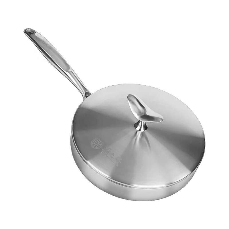 
3 layers steel with single- handle Saute Pan With Free 5-piece nylon kitchenware set 